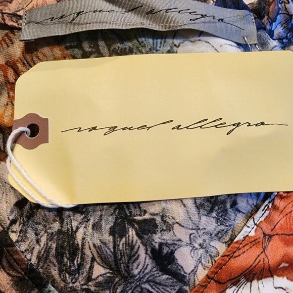 RAQUEL Allegra Womens Sz 0 Small Dolly Blouse Boho Ruffle Floral Silk Blend Luxe - Picture 5 of 14